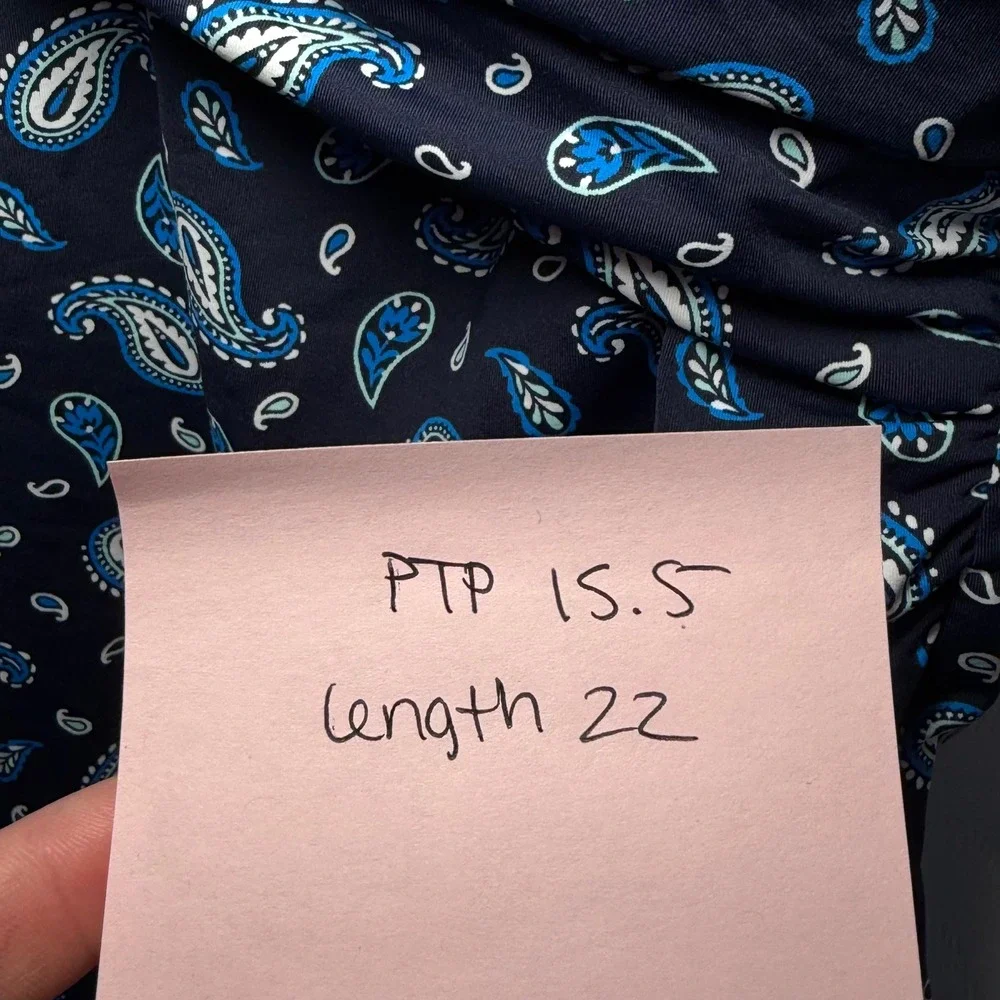 Lands End Navy Paisley Twist Front Underwire Tankini Top 10P Petite